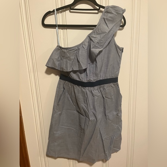 Haut Décolleté épaule Tombée Gianni Bini En Chambray Bleu - Taille XS, Manches Ballon Et Volants - Occasion Très Bon état